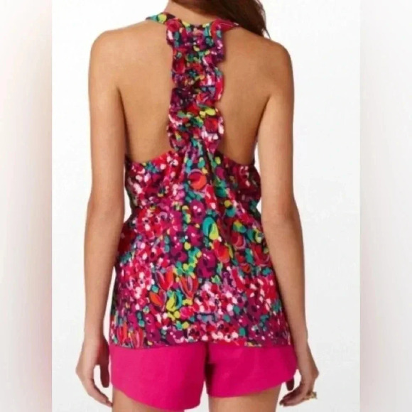 Lilly Pulitzer | Wild Confetti Devaney Tank Blouse Floral Polka Dot Size XS - Picture 2 of 7